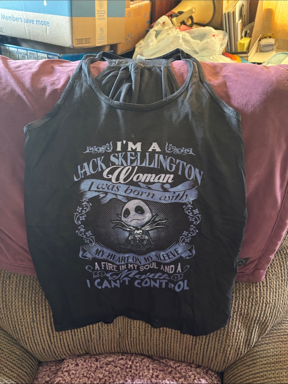 Bella Canvas Black Racer Back Tank Top with Jack Skellington design